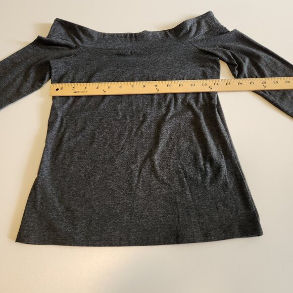 Ann Taylor LOFT Off The Shoulder‎ Top Tee Charcoal Gray Womens XSP EUC - Picture 7 of 7